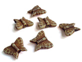 Designer Jewellery Beads Acrylic 15mm Butterfly Wooden Color (10 grams / 25+ Pieces) (#Ot59)